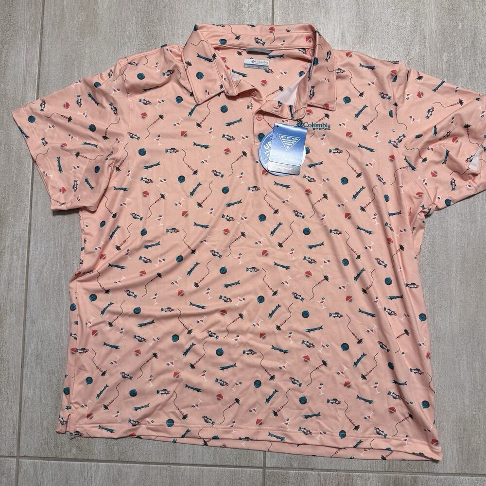 NEW COLUMBIA PFG SUPER SLACK TIDE STRETCH POLO (FM8309) SZ XXL MENS! - 0329